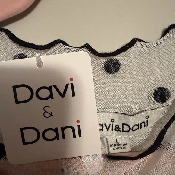 Davi & Dani Sheer Polka Dot Blouse - Black and White mesh - Picture 2 of 9